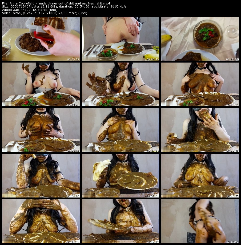 Anna Coprofield - made dinner out of shit and eat fresh shit in FULL HD
