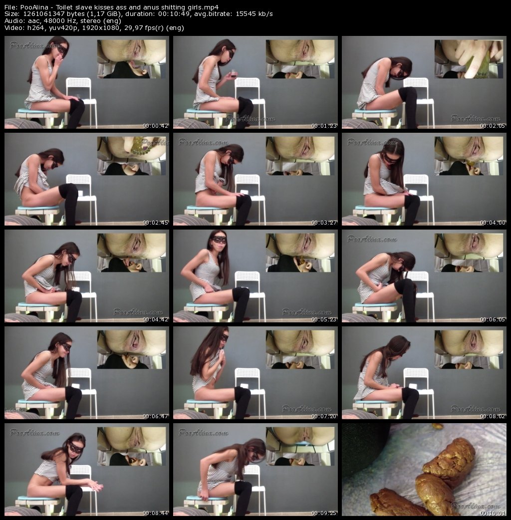 PooAlina - Toilet slave kisses ass and anus shitting girl